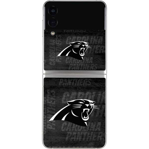 NFL Carolina Panthers Black & White Galaxy Z Flip4 5G Skin